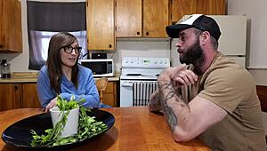 sleepover with my stepmom's bestie, her big ass drives me crazy