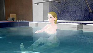 i saw an anime woman bathing in a japanese public sento bath.