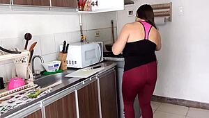 valery, my latina wife, loves cock and cum in the kitchen every day