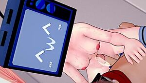 TV woman enjoys hot exercises in sportswear