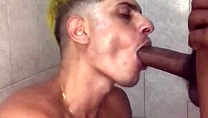 Big black cock fills up my mouth with cum