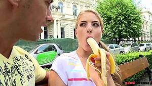 Blonde teen Cayenne Klein's tight pussy stretched by thick cock in bedroom