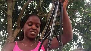 crazy bitch unboxes outfit in front of strangers