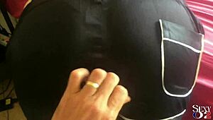 1966 French Amateur in Black Satin Shorty, Blowjob and Doggy POV, Hot!