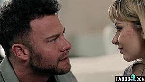 Whoa, stepdad’s going hard on petite blonde teen Demi Hawks! 😡