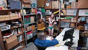 Russian teen shoplifts and gets punished with hard fucking at office