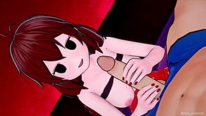 Redhead girlfriend teases footjob before bed