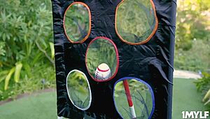 Britney Amber shows round tits during training.