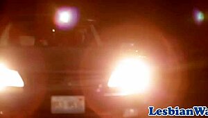 Threesome loving babe gets tribbed by friends.