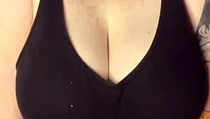 Slapping Huge Tits On Table