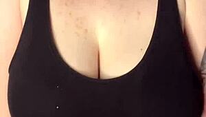 Slapping Huge Tits On Table