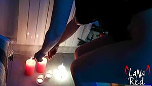 Sexy minx masturbates with dildo to orgasm at christmas