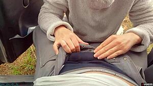 Suck my cock, milf whore, right here on the highway, he commands as cum splatters her face.