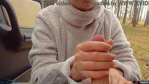 Suck my cock, milf whore, right here on the highway, he commands as cum splatters her face.