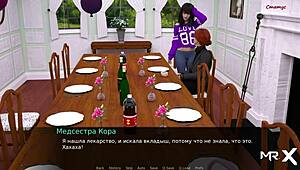 Fucking a cute girl with big boobs and anal in the dining room