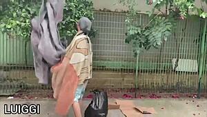 Big-dicked homeless guy surprises with his size.