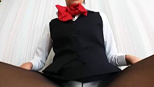 The Stewardess on This Flight Wears Pantyhose and Assists Passengers with Their Needs During the Journey