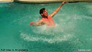 Blonde Shemale with Big Tits Gets Gangbanged at Party