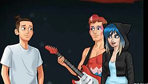 in summertime saga, the horny teacher blows the student right on stage