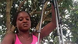 crazy bitch unboxes outfit in front of strangers