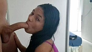 gitana virgen sucking cock of a payo in homemade clip. wanna see her big tits bounce while she rides?