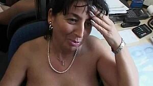 Busty Brunette MILF Gets Fucked And Gives Blowjob At Work Office