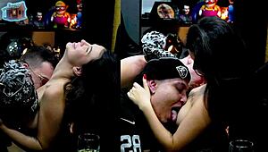 i love watching ruan and everton suck natasha steffens' tits so good she moans with pleasure in this outdoor public scene