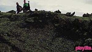 Nasty photographer bangs petite blonde model hard outdoors