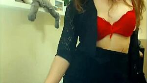 Yo, check this Russian girl with big tits rubbing on webcam