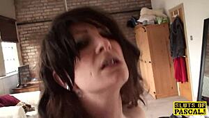 British Bigtitted Sub Squirts Before Facial Cumshot