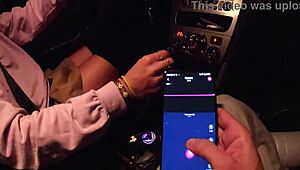 My step-brother says, 'Come play with me,' while controlling my lovense in the car