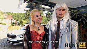 Hunt4k babe gets slammed hard by magician turning her husband into cuckold in wild cash deal