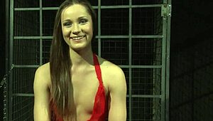 Smalltit lesbian babe anally fucked with strapon in European bondage domination