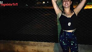 vagninho and holy rubi, hot skinny latina girls, pissing and showing beautiful ass in public park.