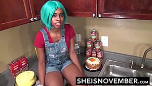 Hd Face Sitting Sibling Msnovember Gets Missionary Fuck In Her Young Black Pussy By Rough Neck Step Brother In Kitchen