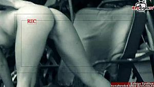 Busty Blonde Slut Seduced by the Pool for Outdoor Sex