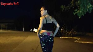 vagninho and holy rubi, hot skinny latina girls, pissing and showing beautiful ass in public park.