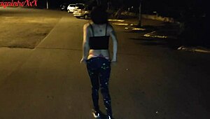 vagninho and holy rubi, hot skinny latina girls, pissing and showing beautiful ass in public park.