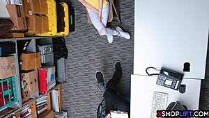 Russian Slender Teen Caught Stealing by Security Guy in Hardcore Domination