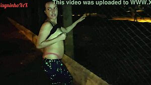 vagninho and holy rubi, hot skinny latina girls, pissing and showing beautiful ass in public park.