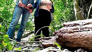 Sexy fat stranger helps me finish outdoors in public