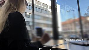 i'm flashing my titts in the cafee with glass walls so everyone outside sees me in this transparent t-shirt with no bra