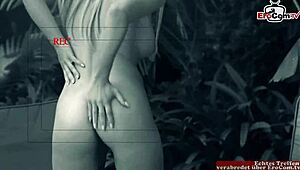 Busty Blonde Slut Seduced by the Pool for Outdoor Sex