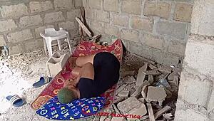 Two Street Guys Fuck Homeless Girl in Unfinished Building.