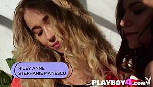playboy4 com - riley anne and stephanie manescu show off small tits in nude lesbian shoot