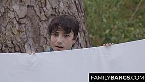 FamilyBangs Com ⭐ Troublemaker Boy Spies Black Stepsister Olivia Jay During Yoga. Shocking Reveal with Ricky Spanish!