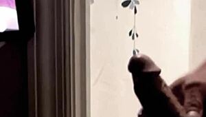 My wife catches me masturbating and films my orgasm