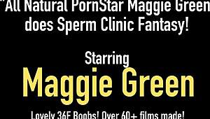 Maggie green, all natural pornstar, indulges in a sperm clinic fantasy. She masturbates in lingerie, teasing her pussy and big ass.