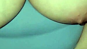 look at amateur milf's huge tits while fucked and leaking!