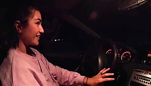 My step-brother says, 'Come play with me,' while controlling my lovense in the car